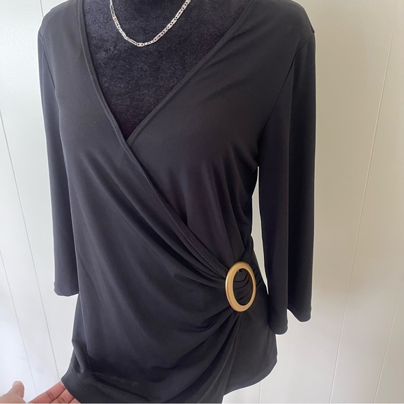 AB Studio black wrap top - Picture 2 of 8